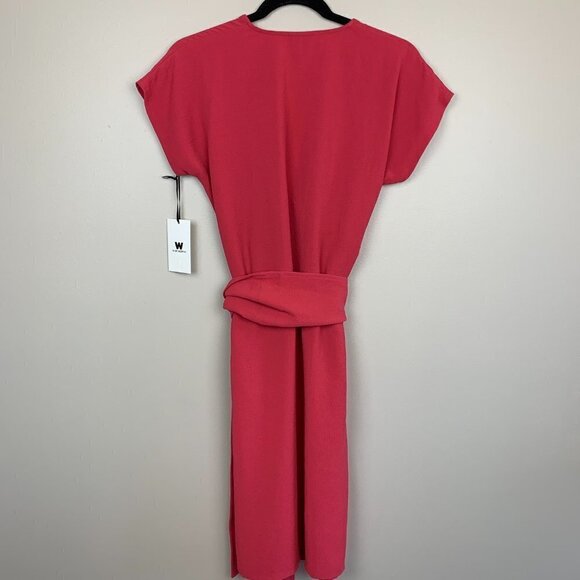 W by Worth Rose Crinkle Crepe Wrap Tea Length Work - Picture 5 of 7